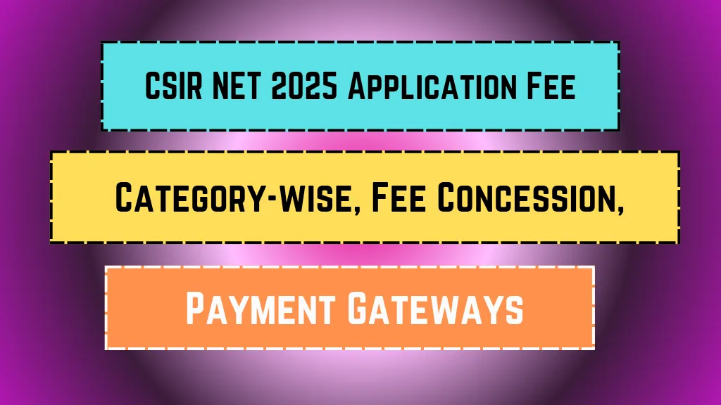 Csir net 2025 application fee category wise fee concession payment